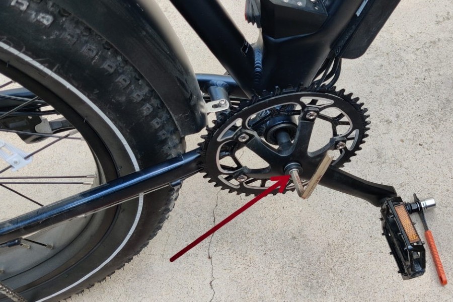 Install the crank and new chainring onto your e-bike