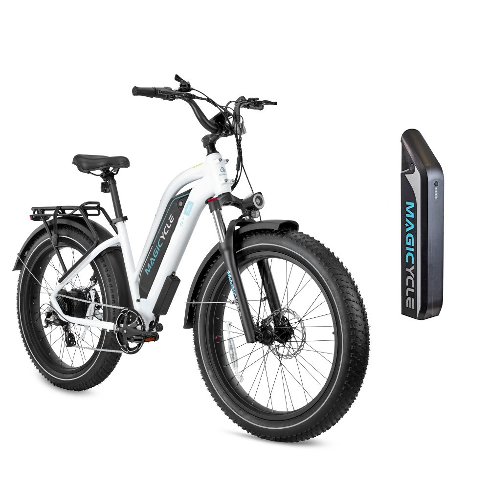 Limited Combo Sale - Magicycle Cruiser Step-thru Ebike Pearl White With Second 52V 15Ah Battery