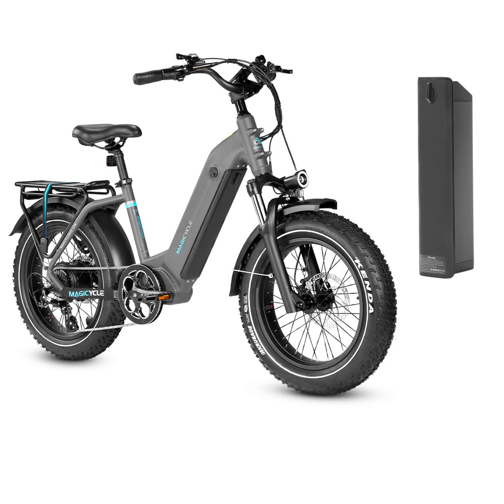 Limited Combo Sale - Magicycle Ocelot Pro Long Range Step-Thru Fat Tire Electric Bike Space Gray with Second 52V 20Ah Battery
