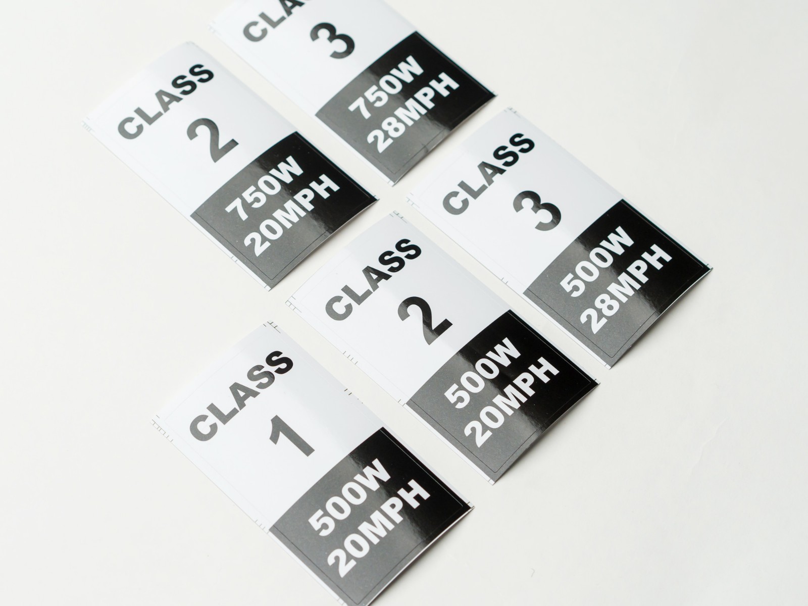 Ebike Frame Identification Class Number Stickers